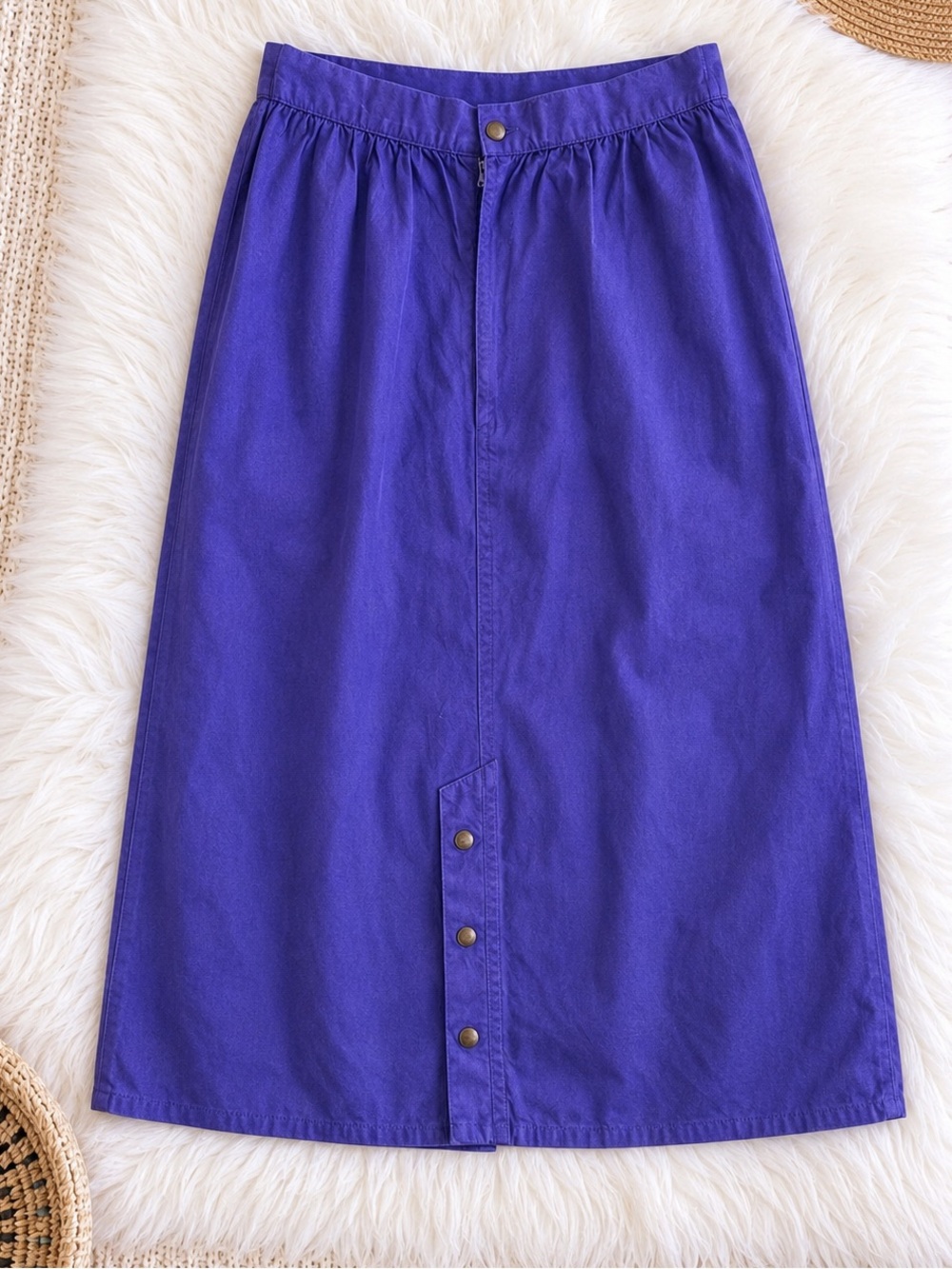 Gucci Vintage Midi Skirt High Waist Button Front 42 Purple